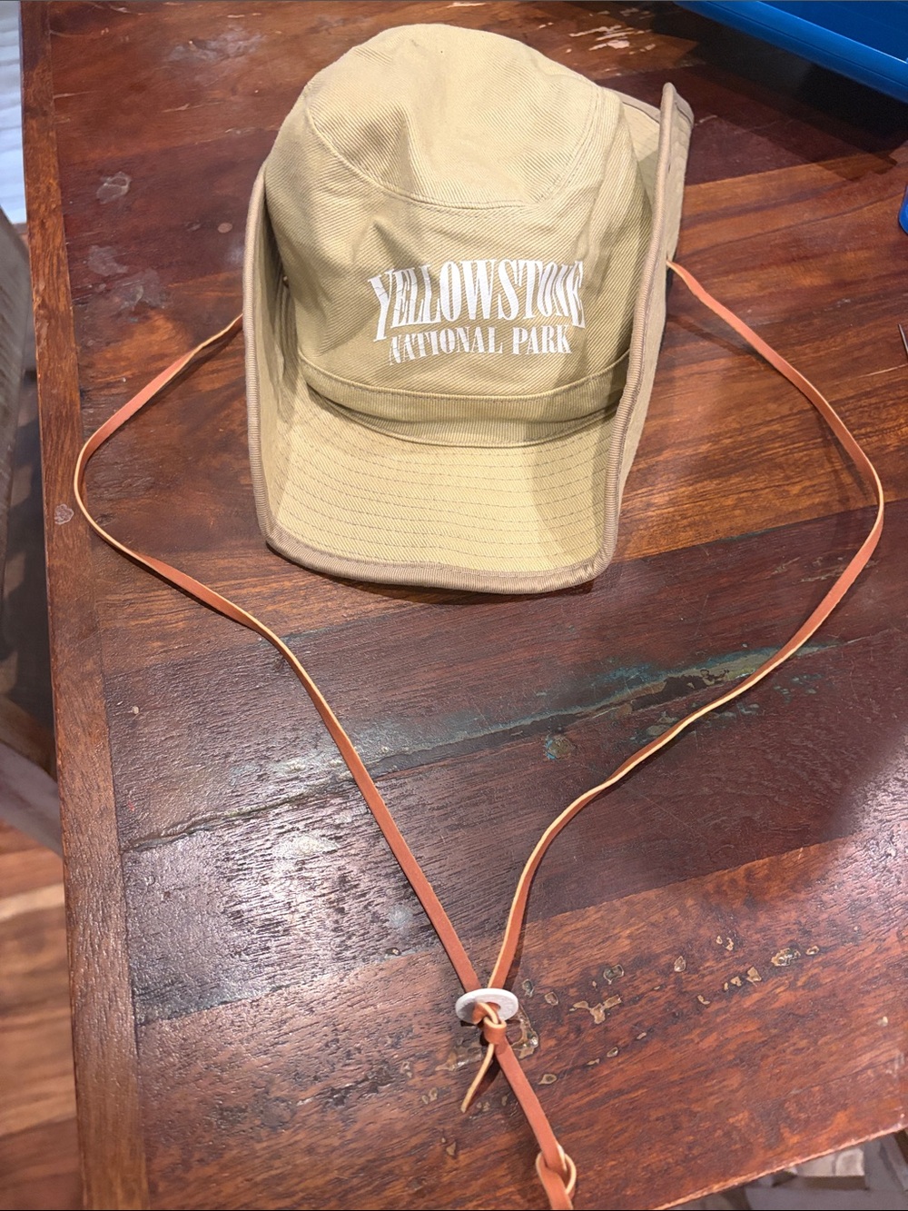 Khaki Canvas Sun Hat with Chin Strap